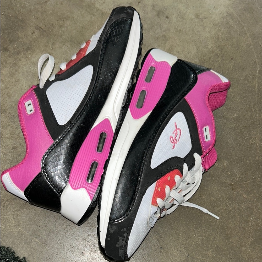 FUBU Pink and Black Athletic Shoes with Retro Design